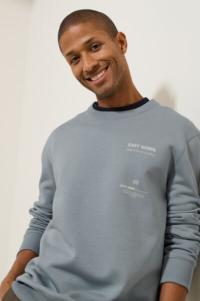 Sweater met ronde hals en print vooraan