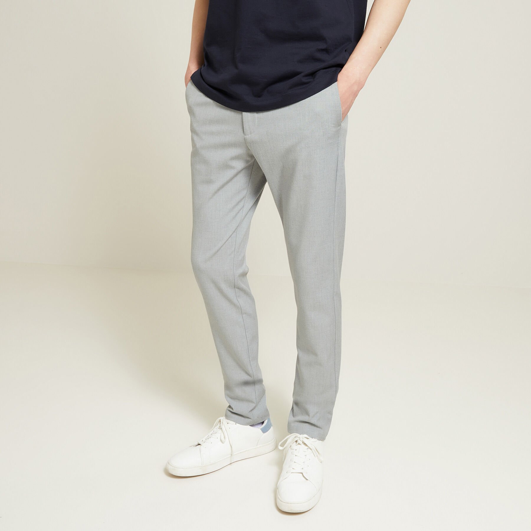 Pantalon chino gris cheap homme