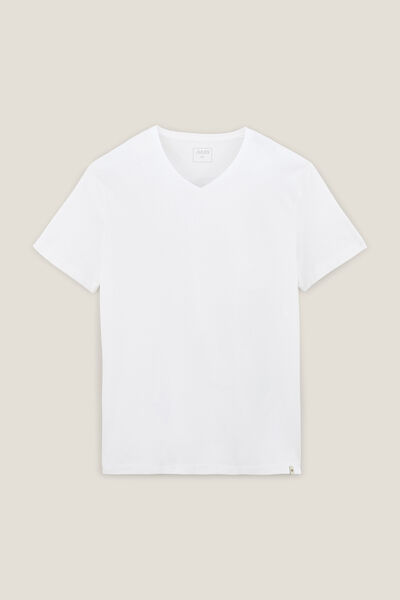 Tee shirt col V en coton elasthanne