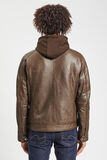 Blouson cuir col biker