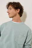 Sweater ronde hals, zak en afbeelding