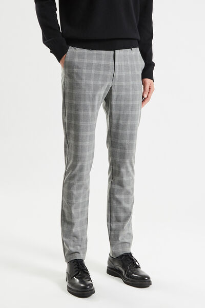 NHNKB Pantalons pour hommes mode hommes pantalons décontractés avec imprimé  à carreaux dessin taille élastique pantalon long pantalon homme chic, gris,  M : : Mode