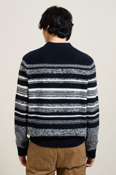 Pull col rond rayé jacquard