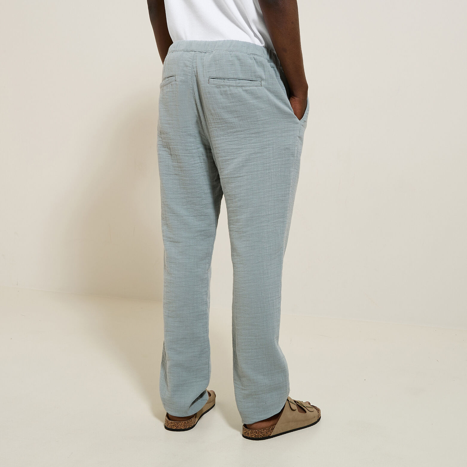 Pantalon en gaze de coton uni