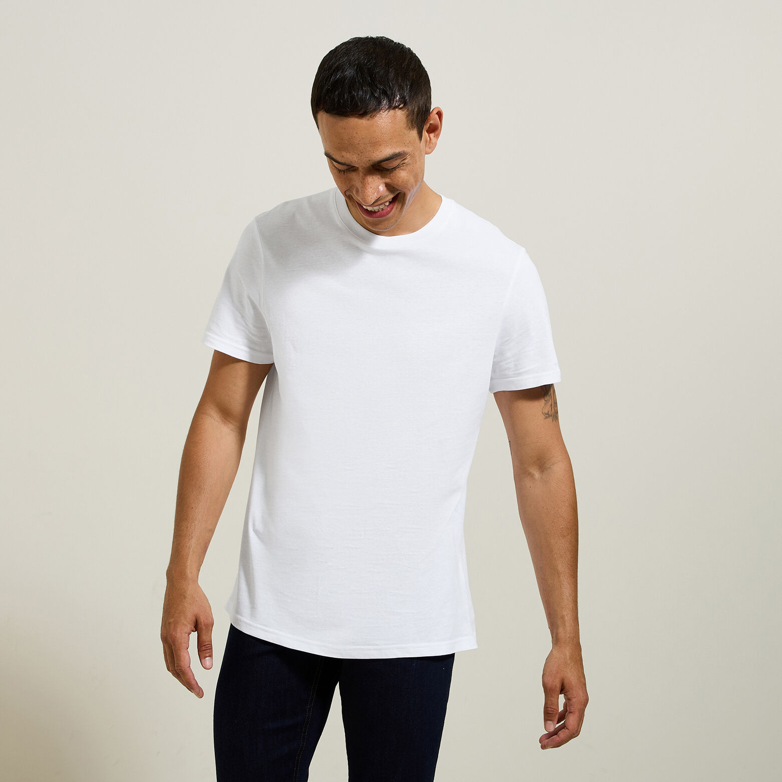 Basic, katoenen T-shirt met ronde hals