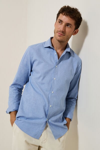 Chemise en coton flanelle slim