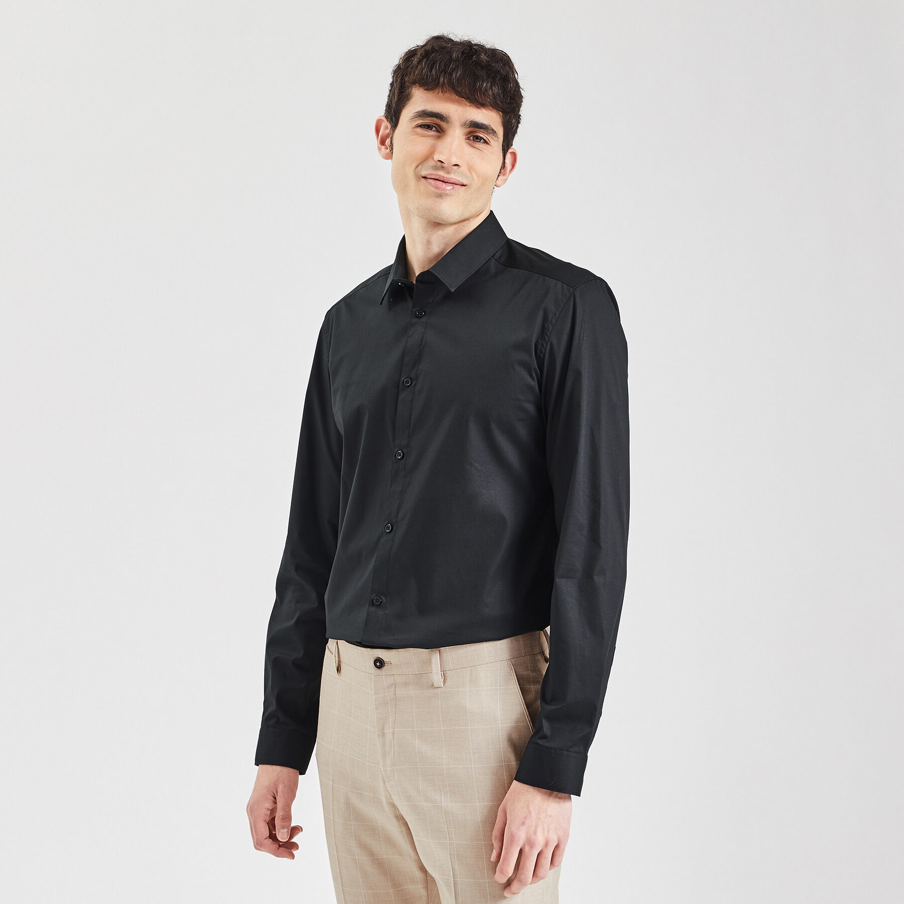 Chemise noir cheap homme slim fit