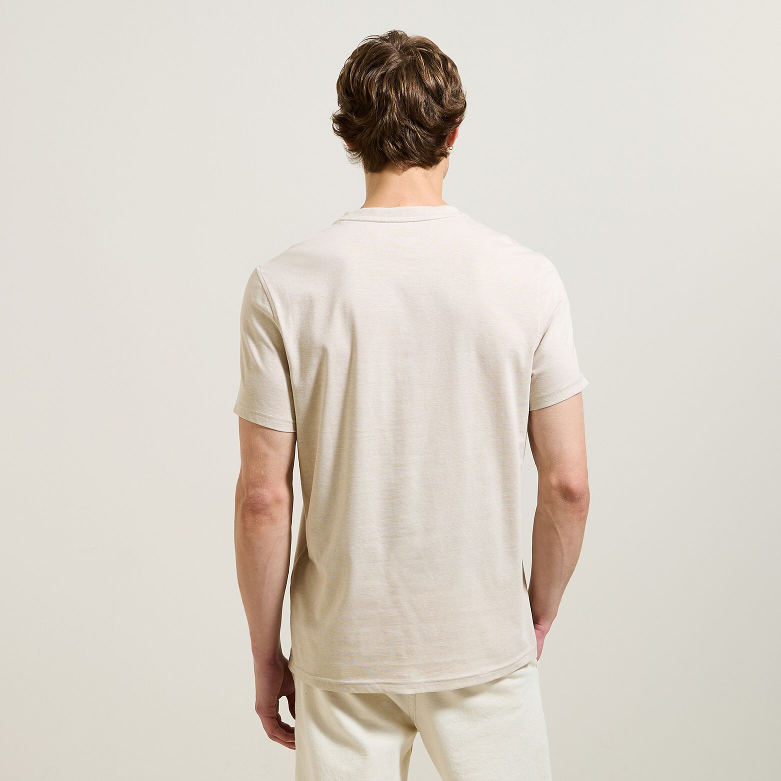 Slim T-shirt met Tunesische kraag