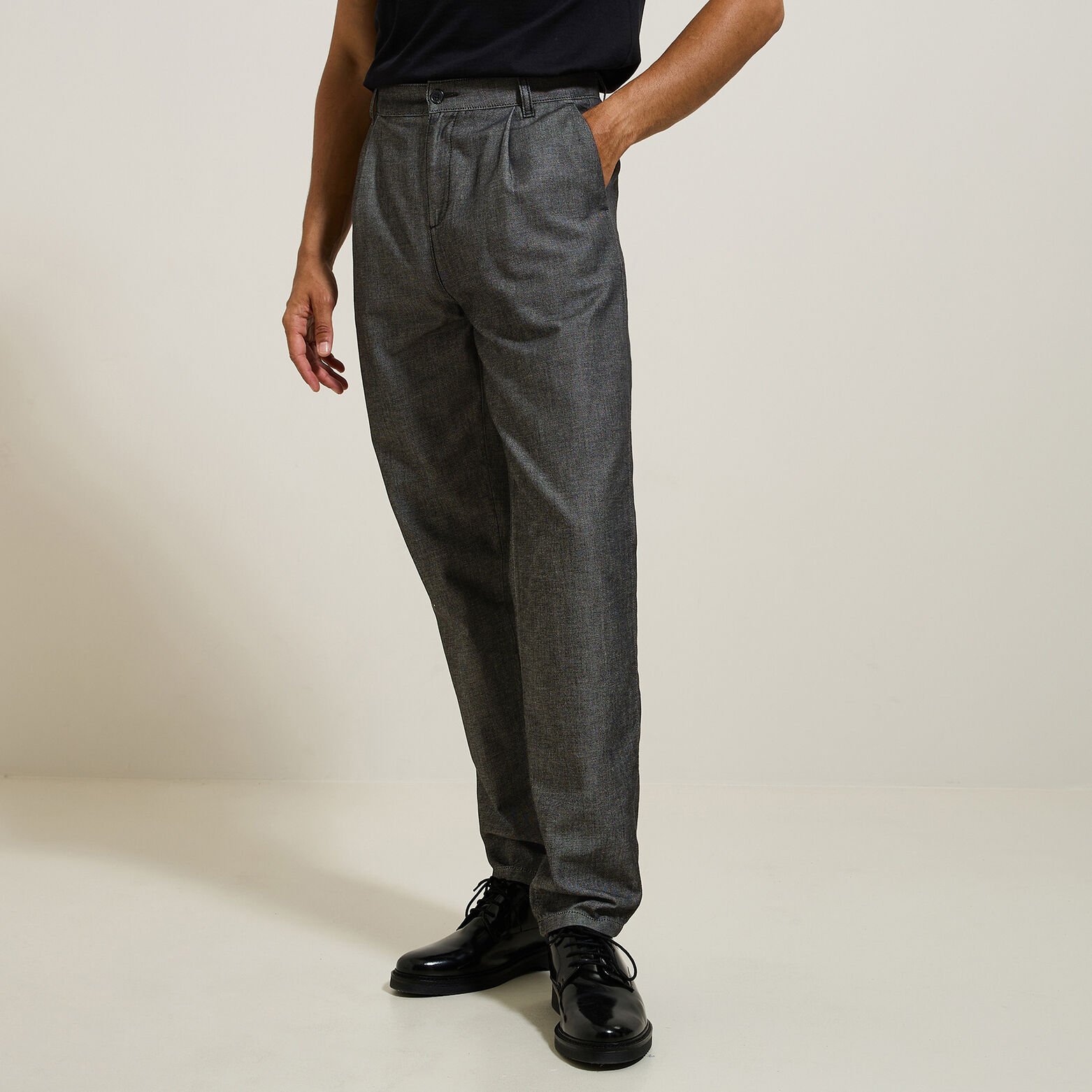 Pantalon relax en twill bi-ton