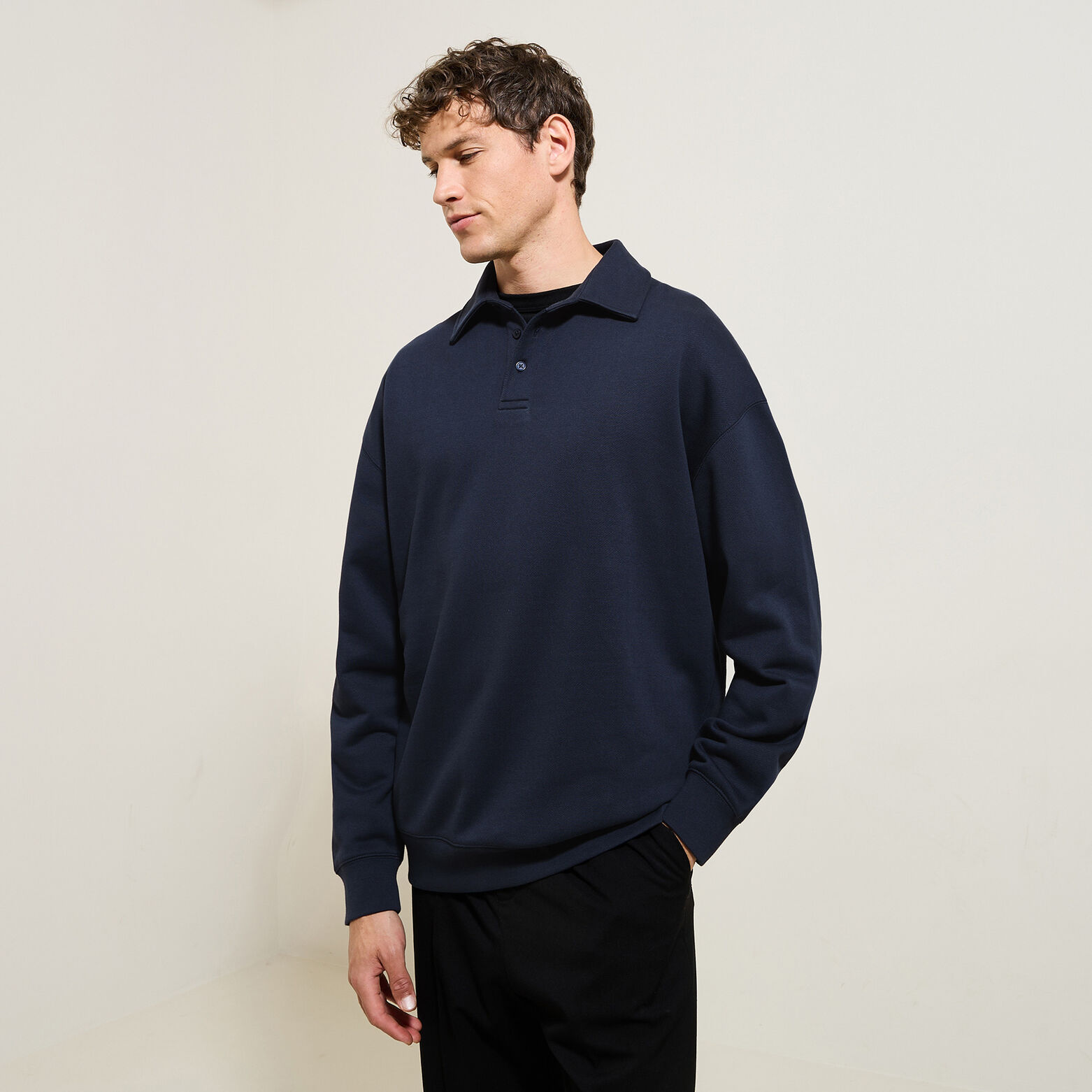 Sweat col polo relax uni