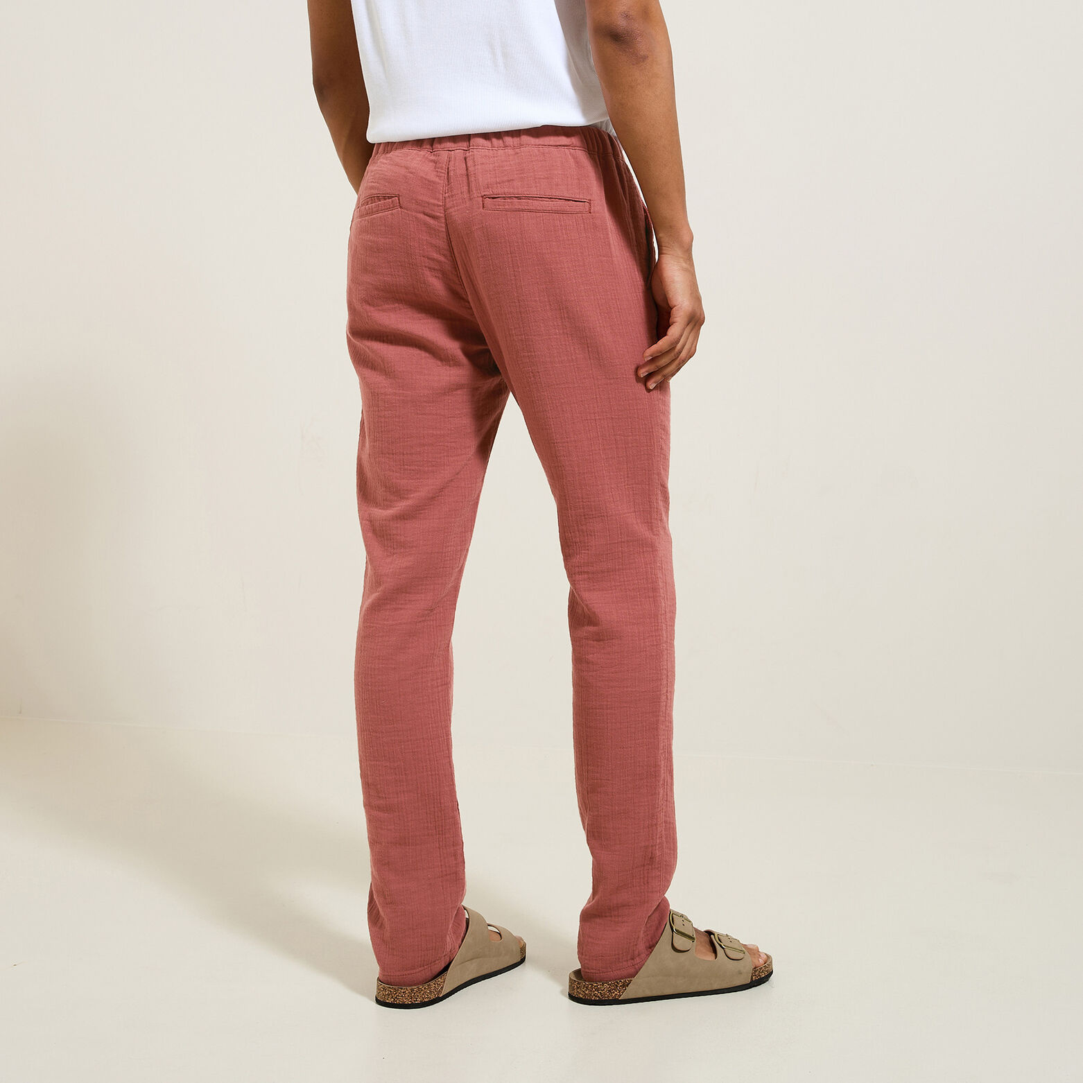 Pantalon en gaze de coton uni