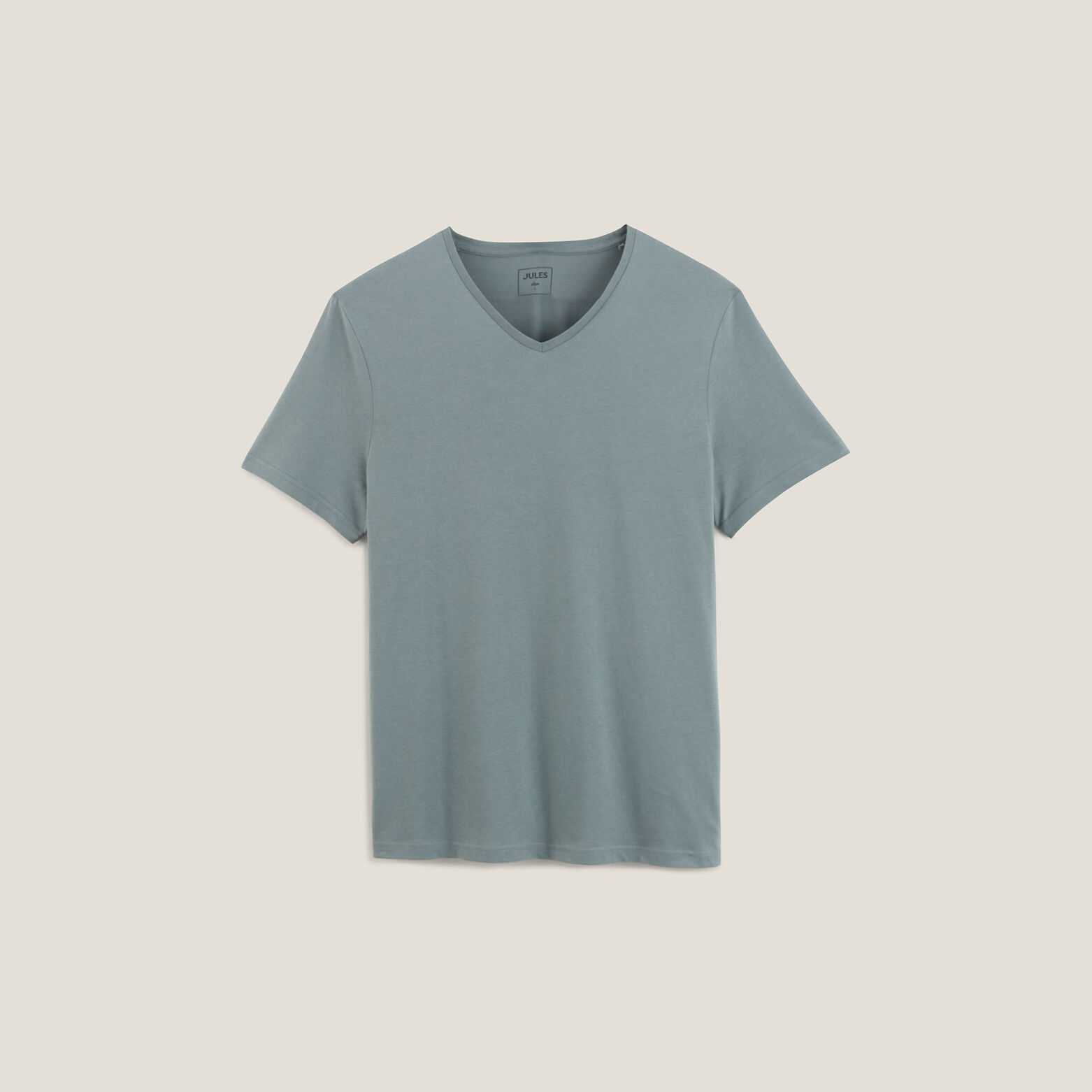 Basic T-shirt met V-hals in biokatoen 