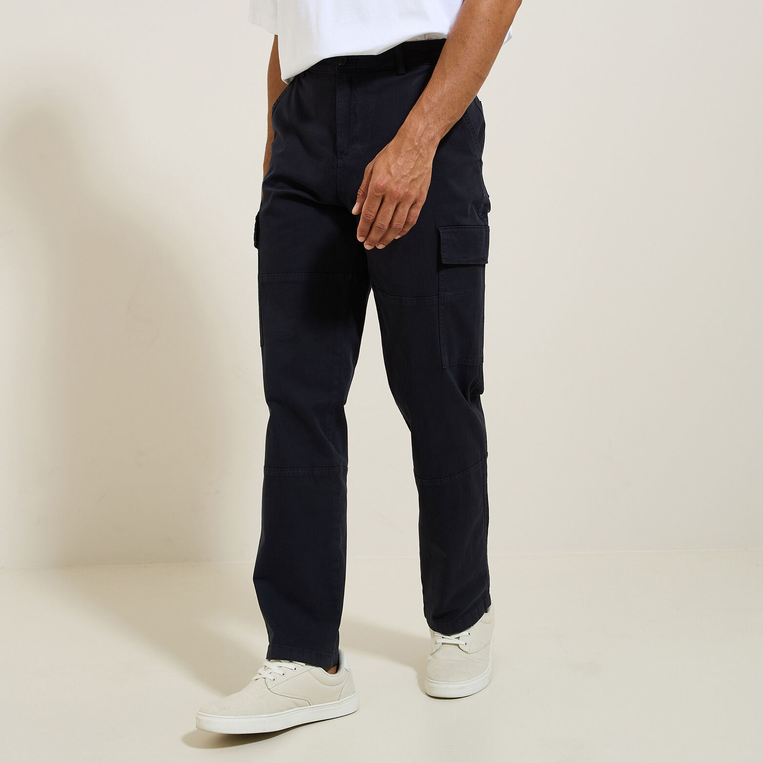 Pantalon cargo droit uni