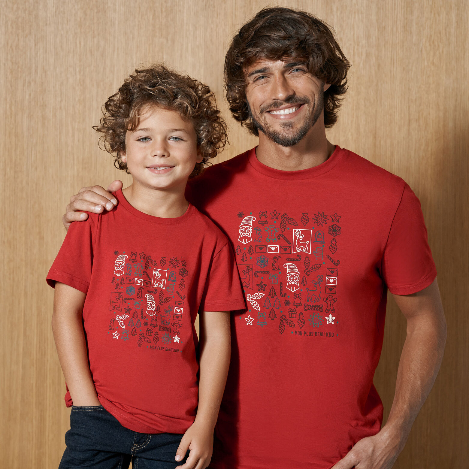 Ensemble tee shirt de Noël imprimé - Rouge