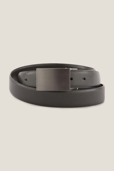 Ceinture en cuir saffiano avec plaque