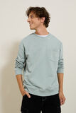 Sweater ronde hals, zak en afbeelding