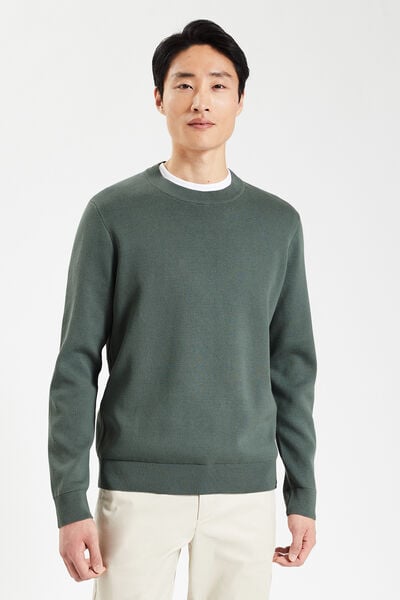 Pull col rond coton Buenos aires Otago gris clair homme