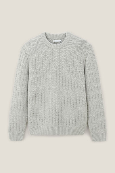 Pull col rond torsade