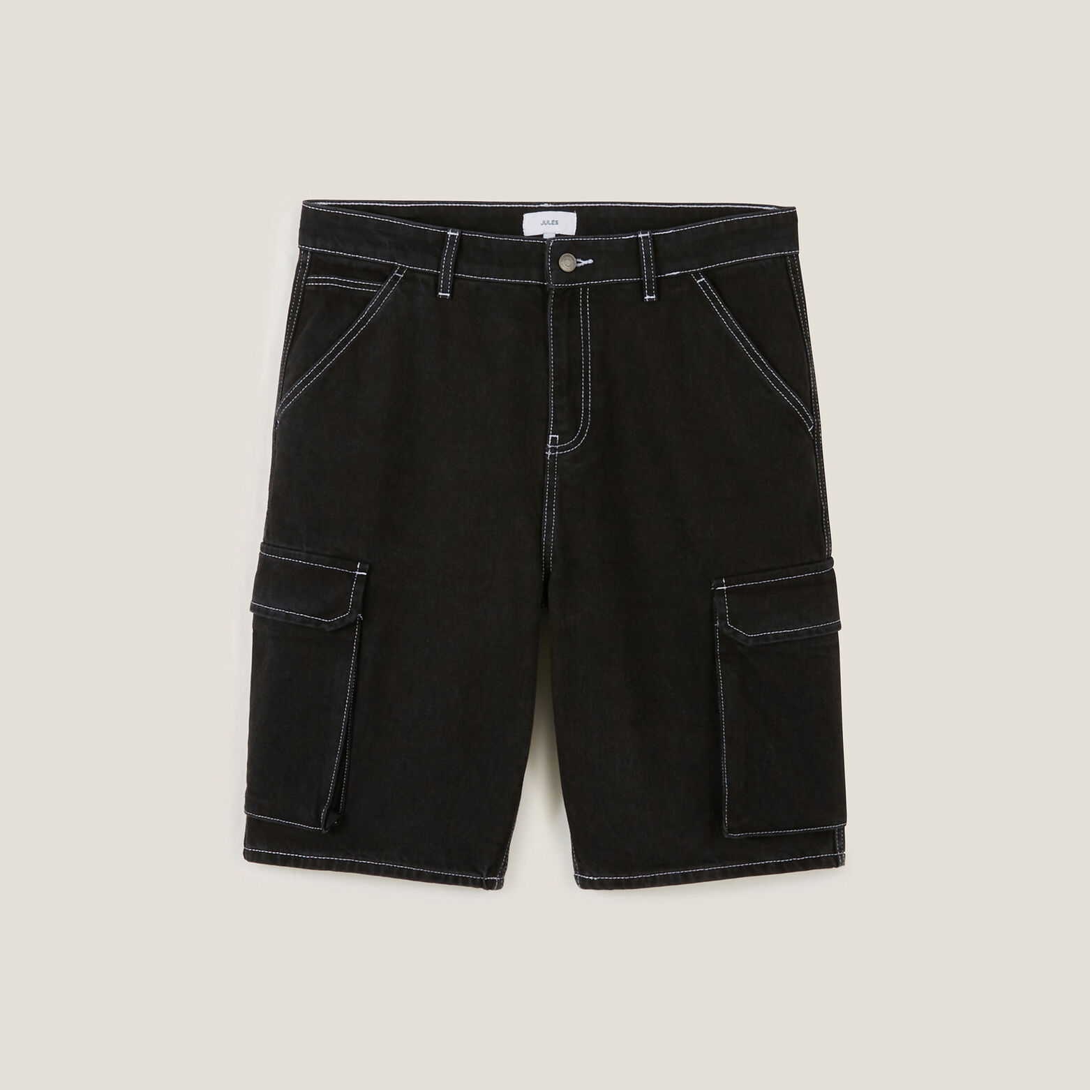 Denim cargo bermuda