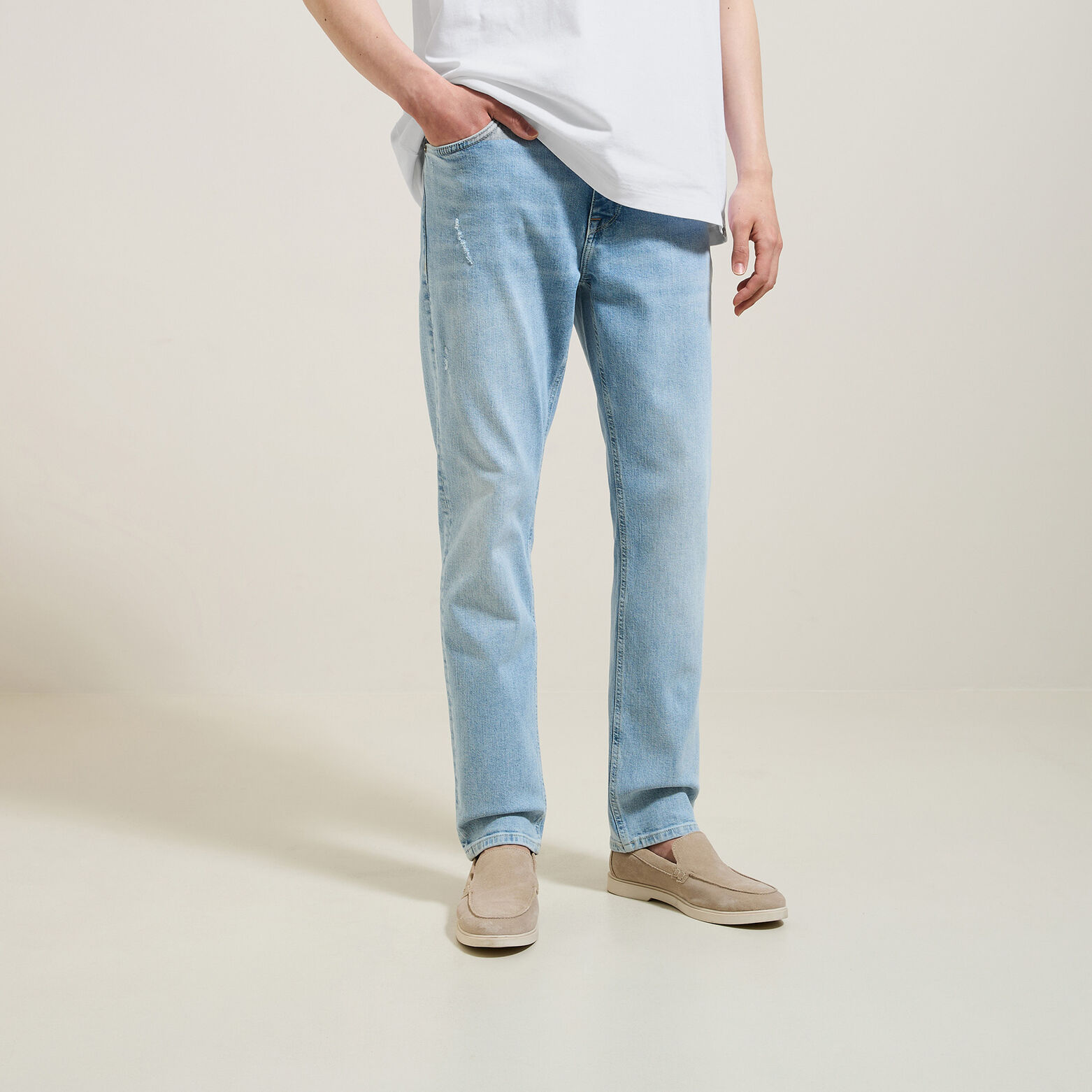 Straight, gebleekte jeans, 3 lengtes