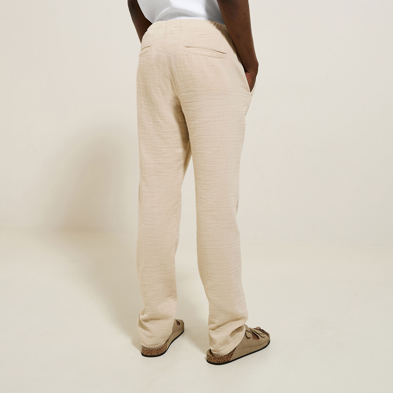 Pantalon en gaze de coton uni