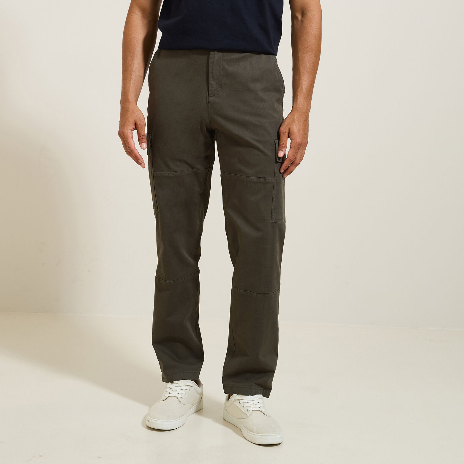 Pantalon cargo droit uni