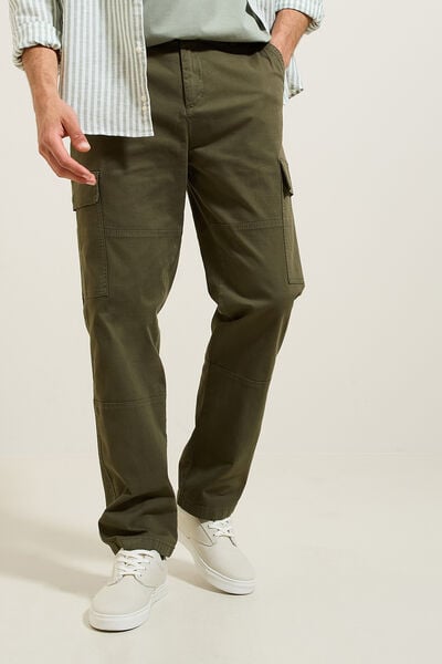 Pantalon cargo droit uni