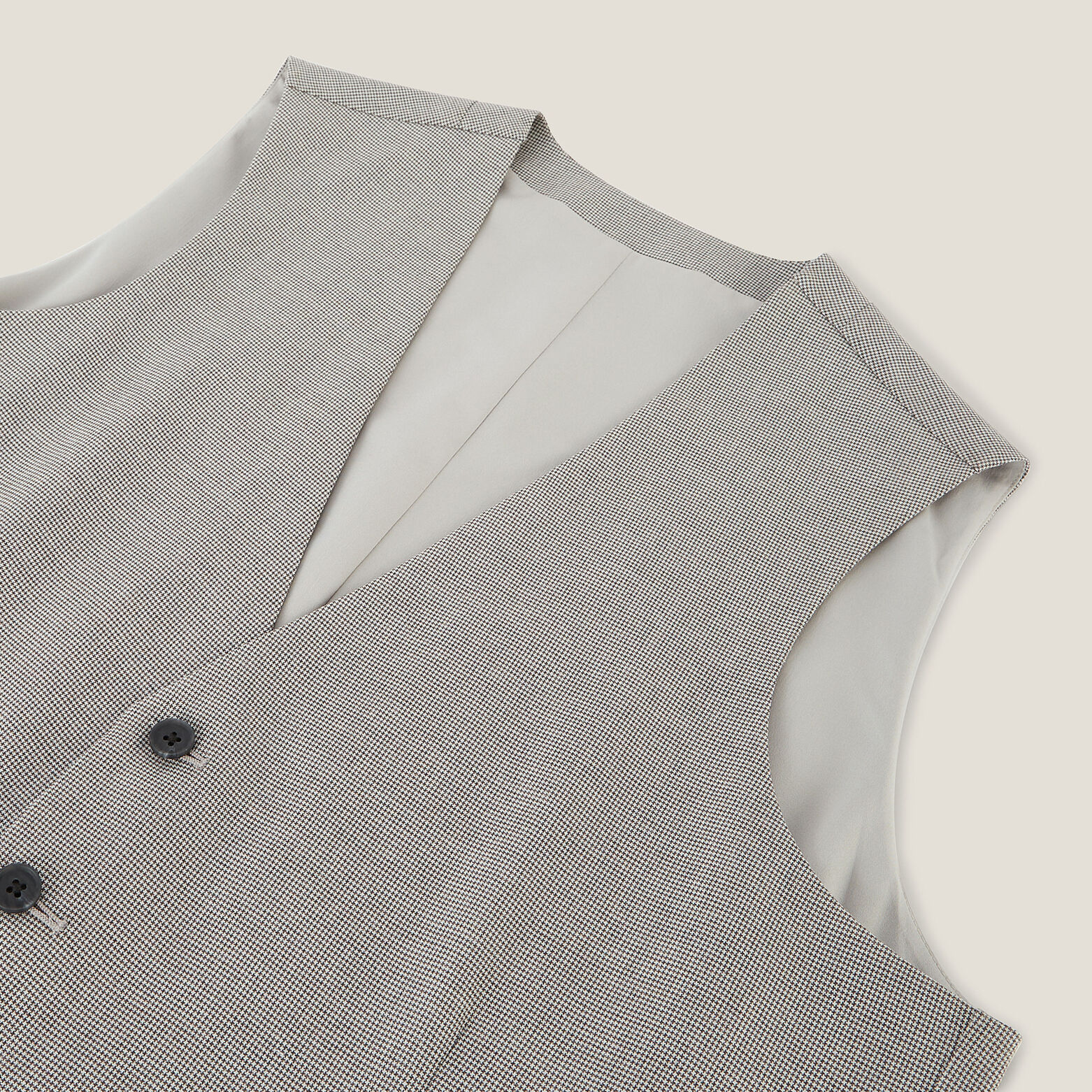 Slim kostuumgilet met pied-de-puce-motief