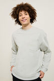 Sweater ronde hals, zak en afbeelding