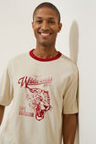 T-shirt met ronde hals, print en contrasterende ve