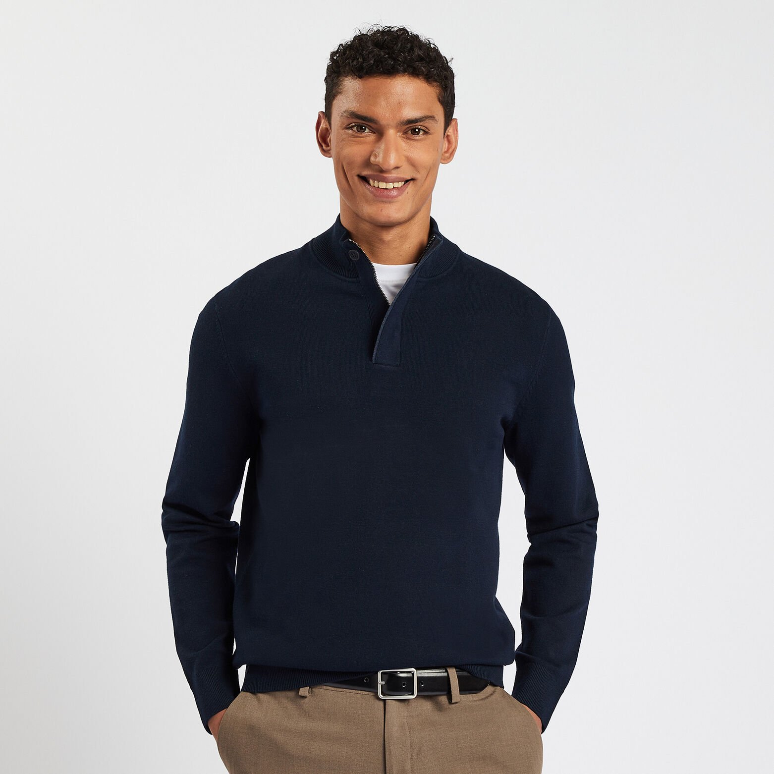 Pull-over col montant zip - Homme