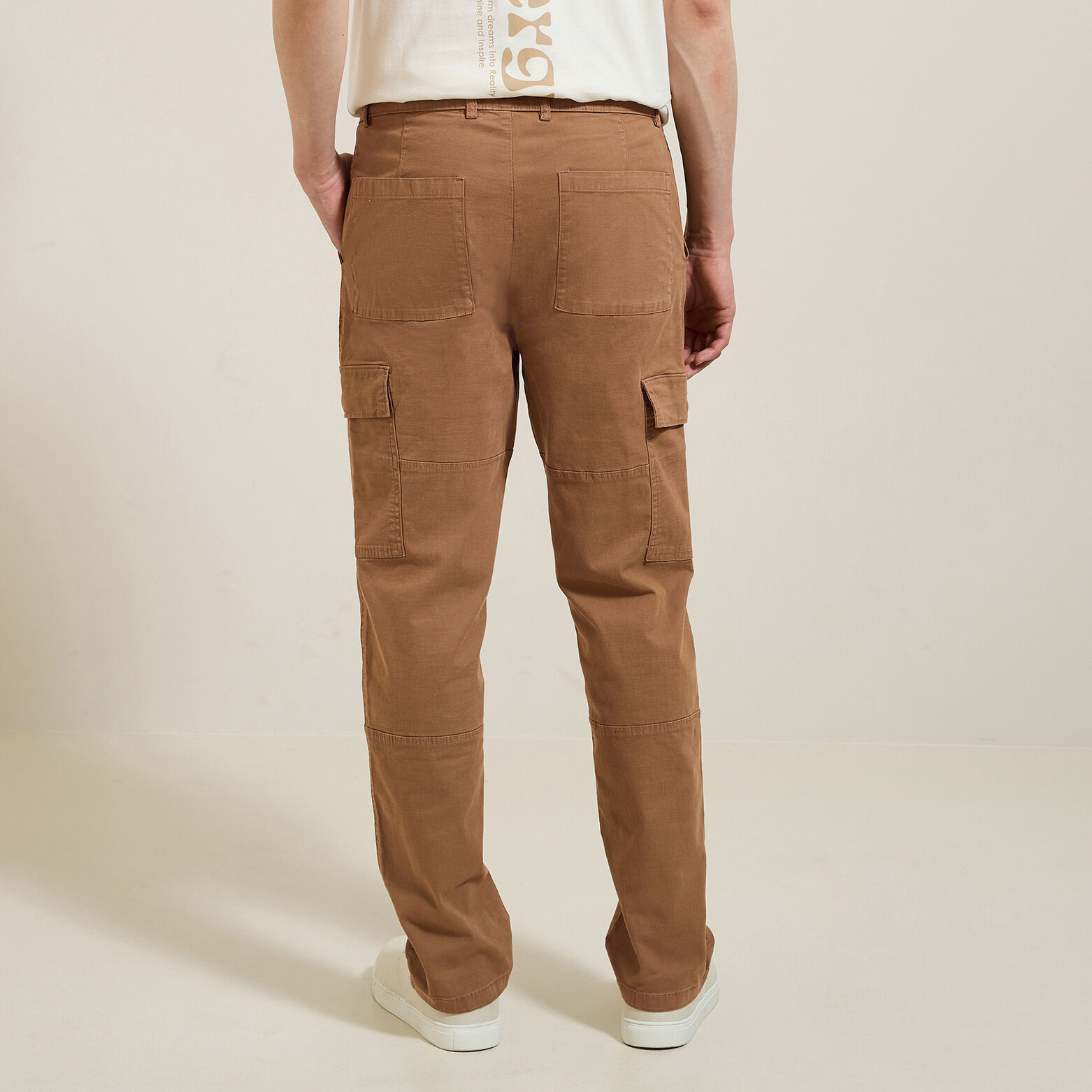 Pantalon cargo droit uni