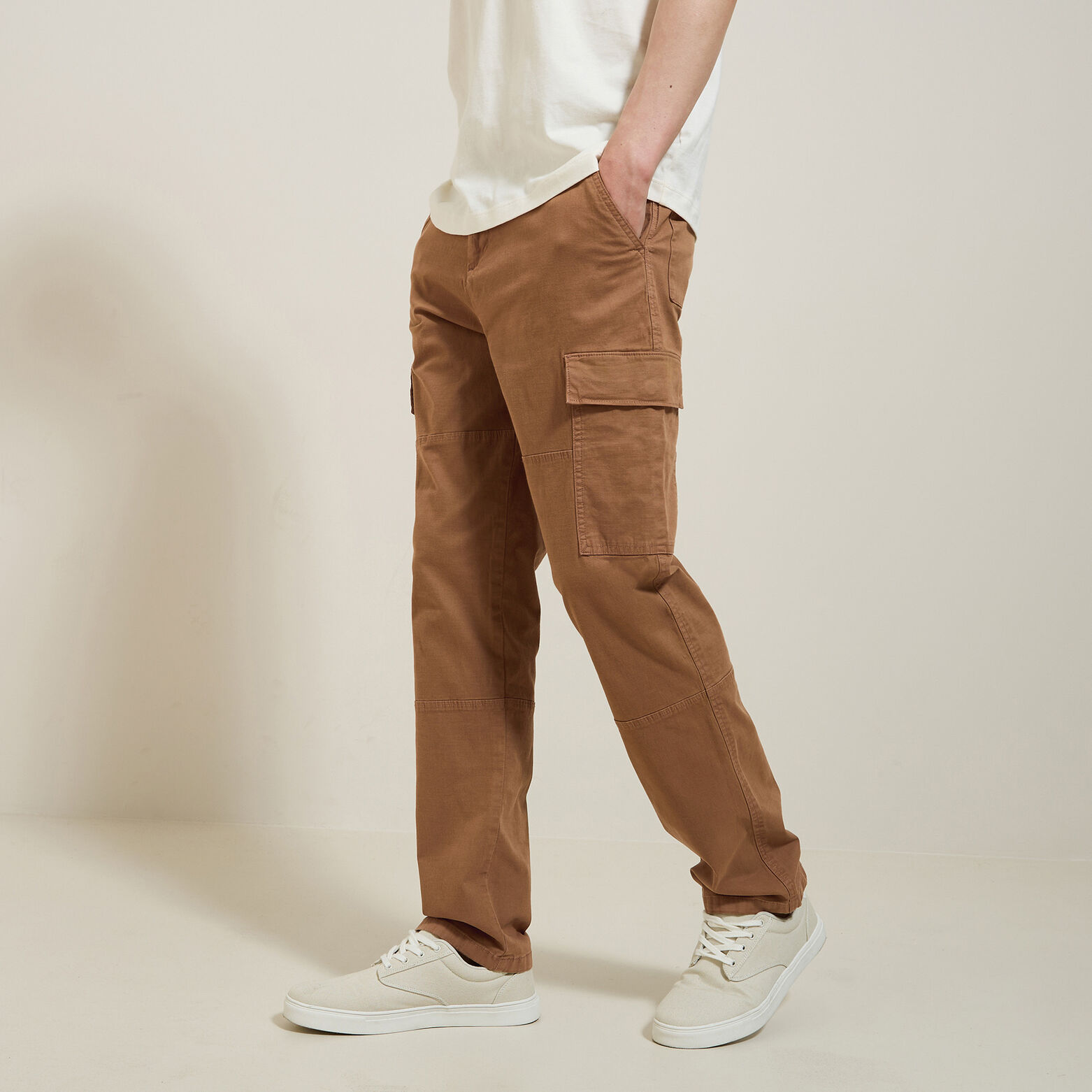 Pantalon cargo droit uni