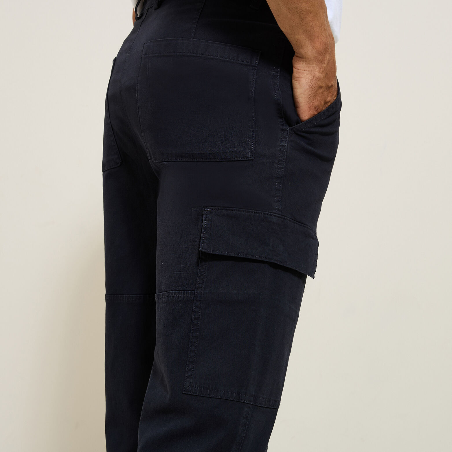 Pantalon cargo droit uni