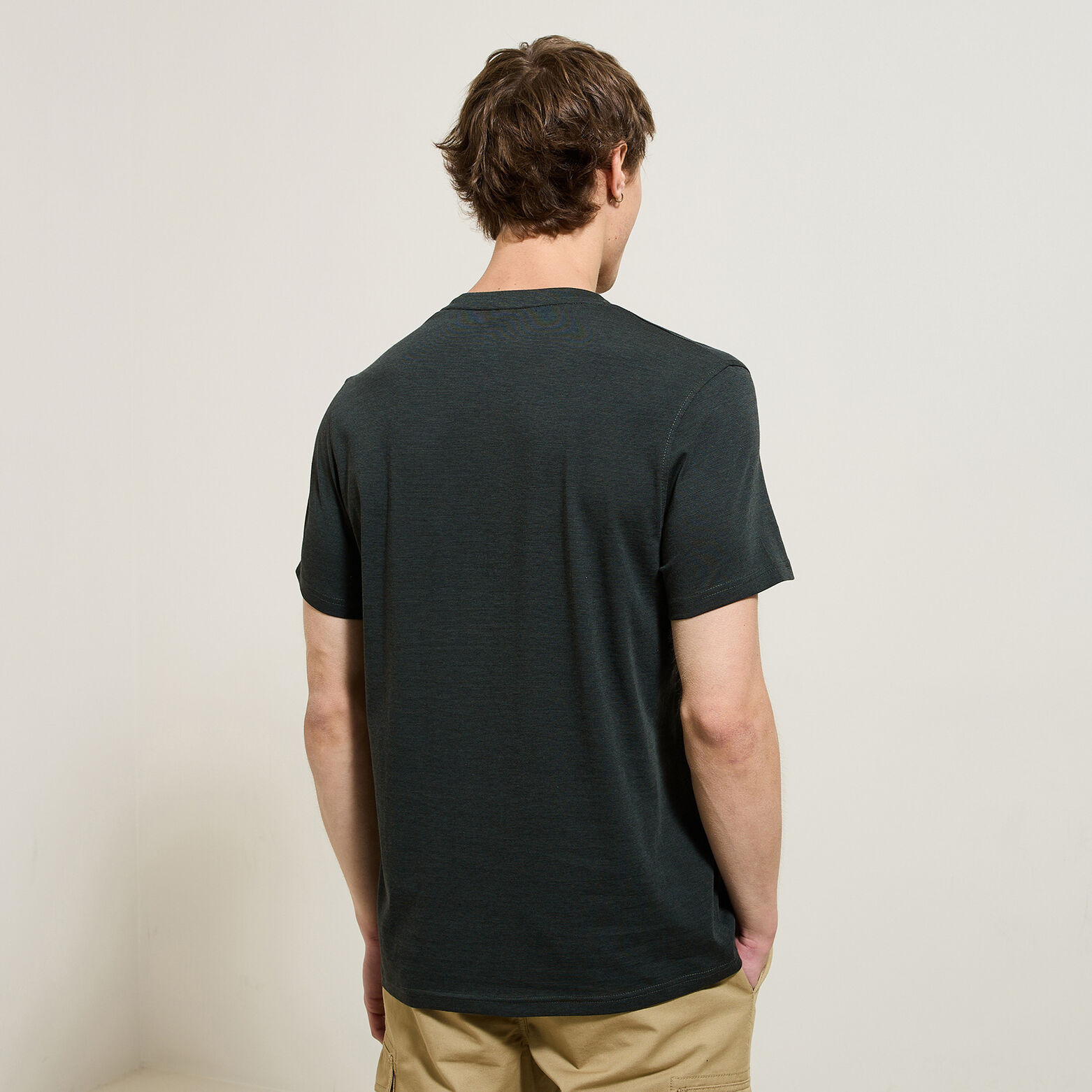 Slim T-shirt met Tunesische kraag