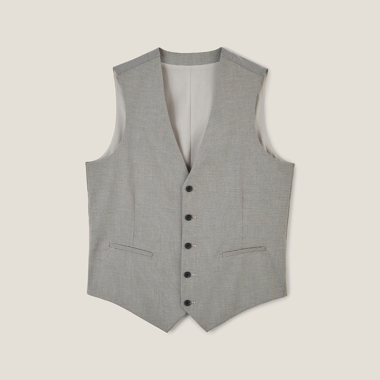 Slim kostuumgilet met pied-de-puce-motief