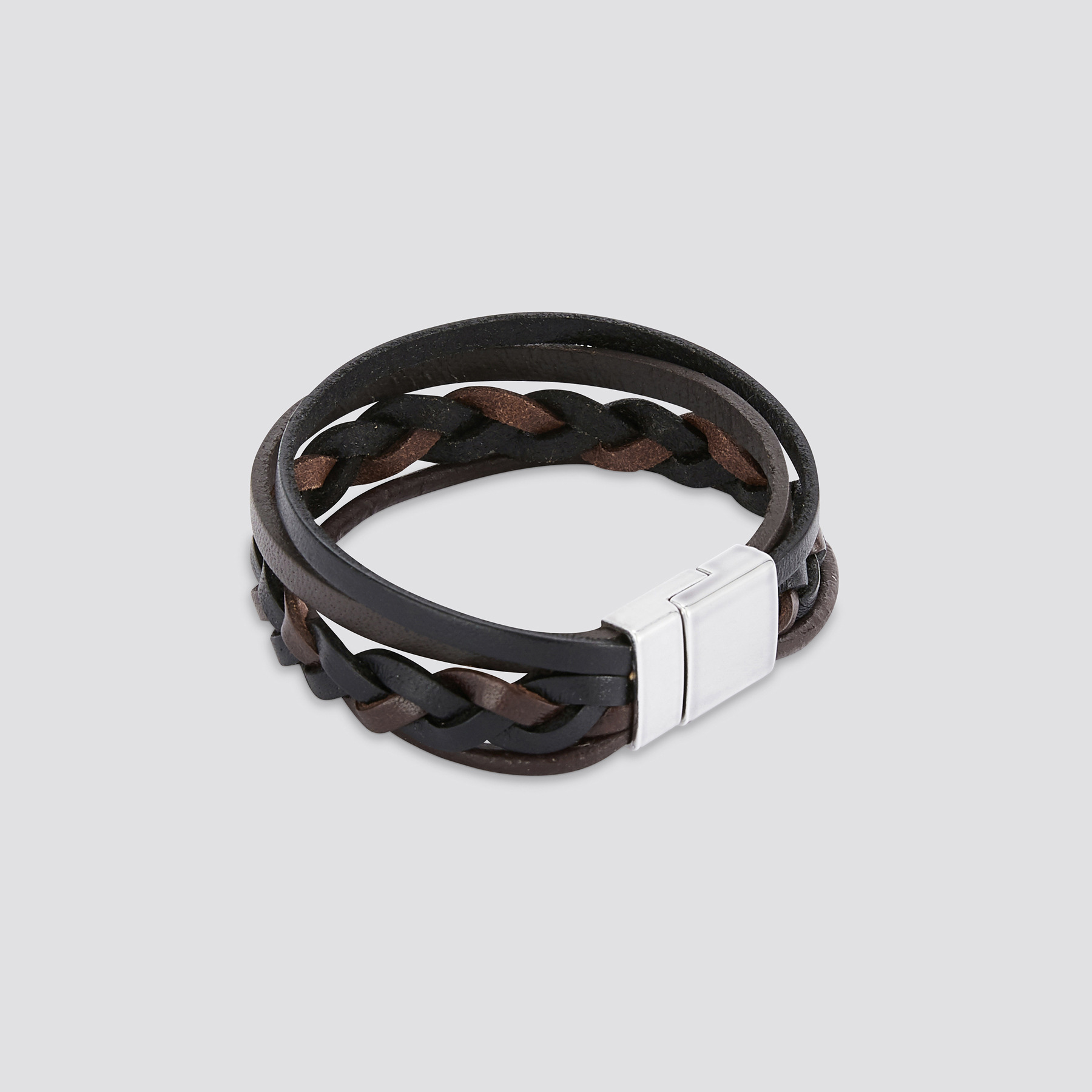 Bracelet multi cordons Noir T.U. 100% Cuir Vachette Homme
