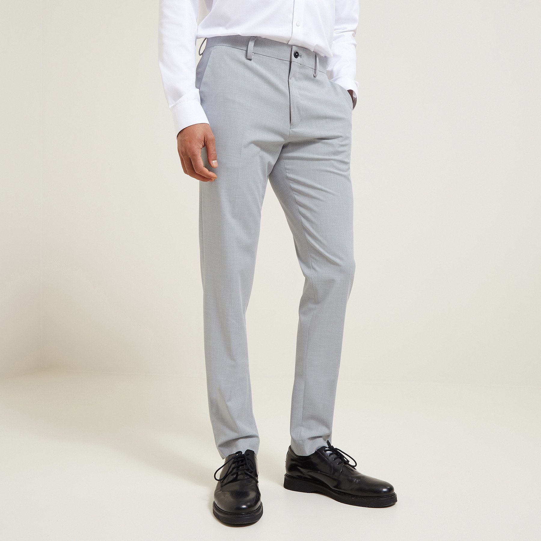 Pantalon de costume extra slim Gris 36 66% Polyester, 28% Viscose, 6% Elasthanne Homme