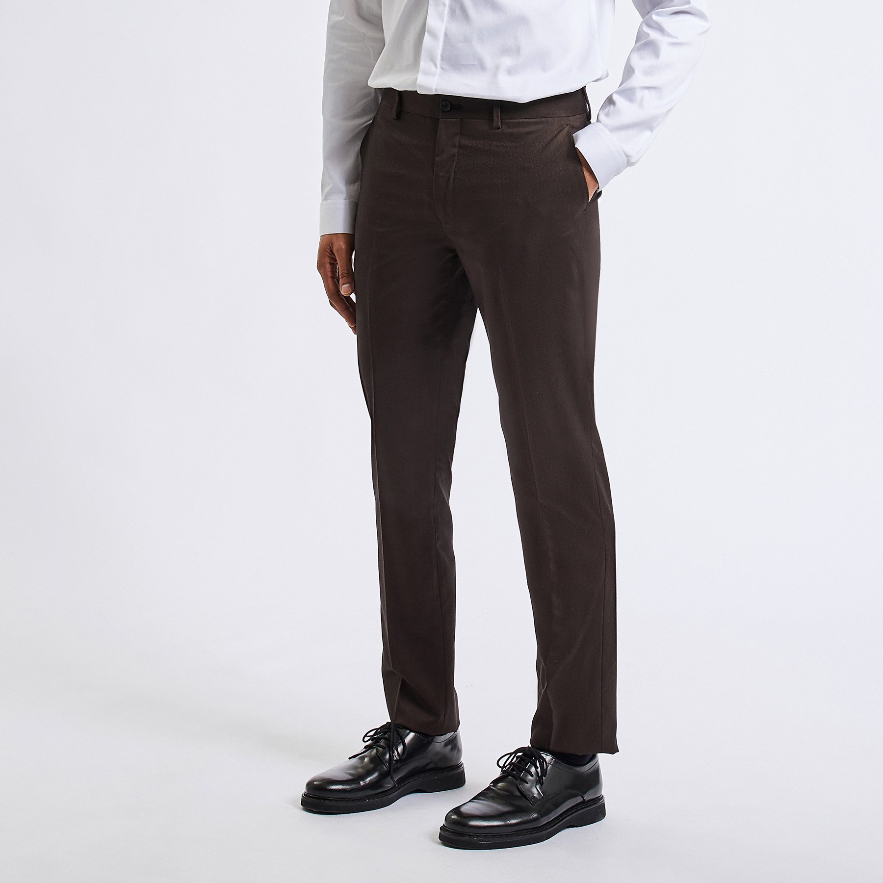 Pantalon de costume slim Marron 36 80% Polyester, 17% Viscose, 3% Elasthanne Homme Brice