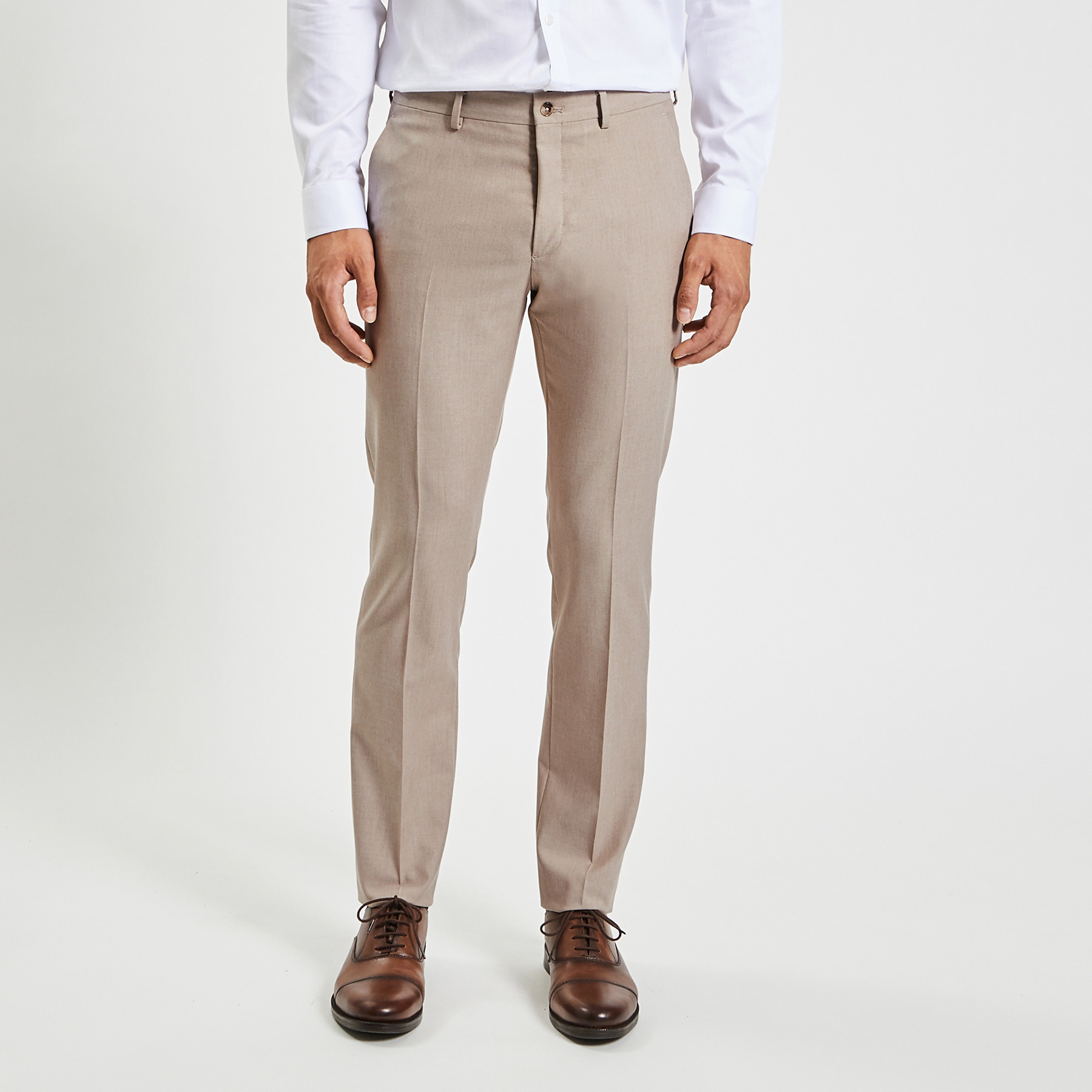 Pantalon de costume slim bi-ton Beige 36 71% Polyester, 27% Viscose, 2% Elasthanne Homme