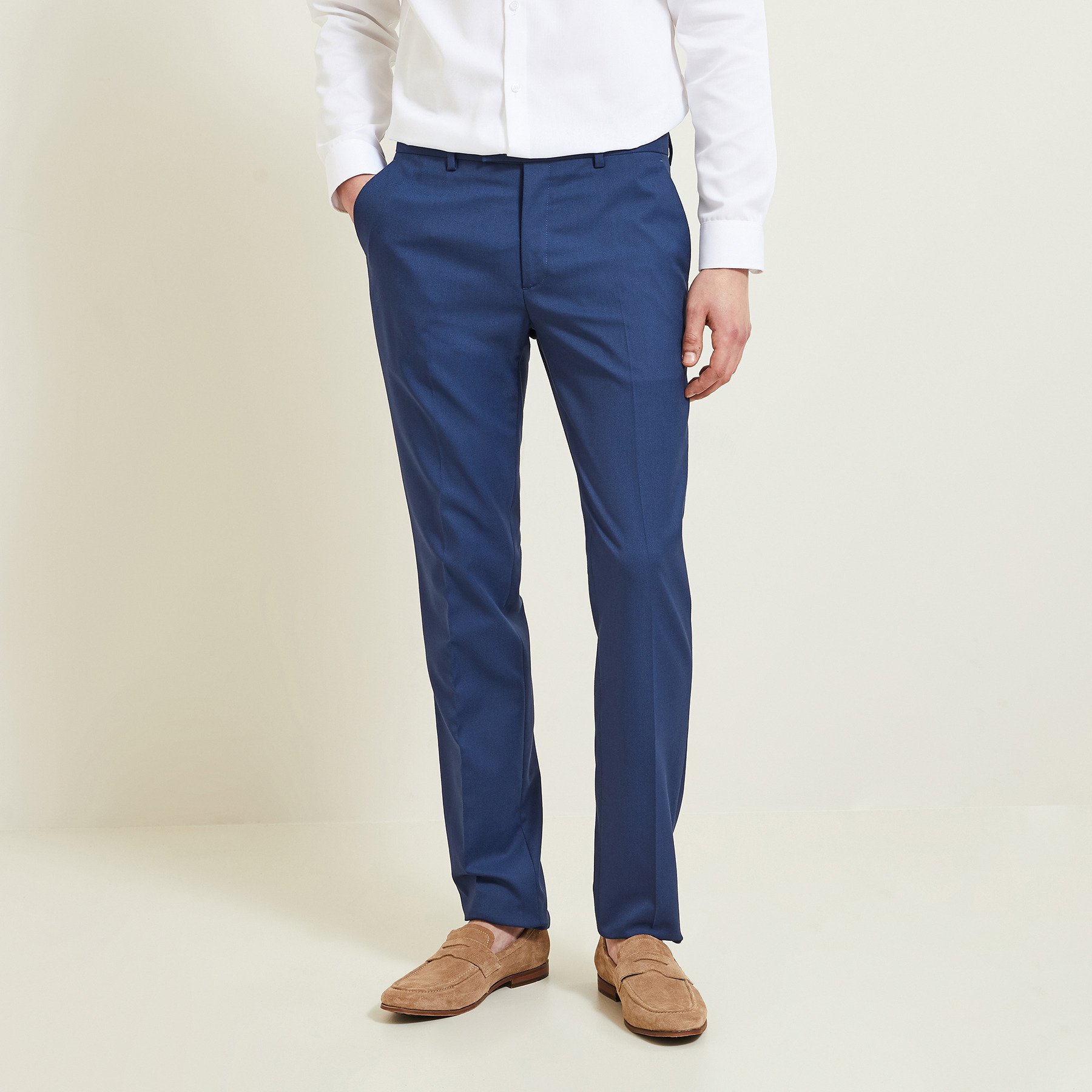 Pantalon de costume slim Bleu 38 81% Polyester, 18% Viscose, 1% Elasthanne Homme