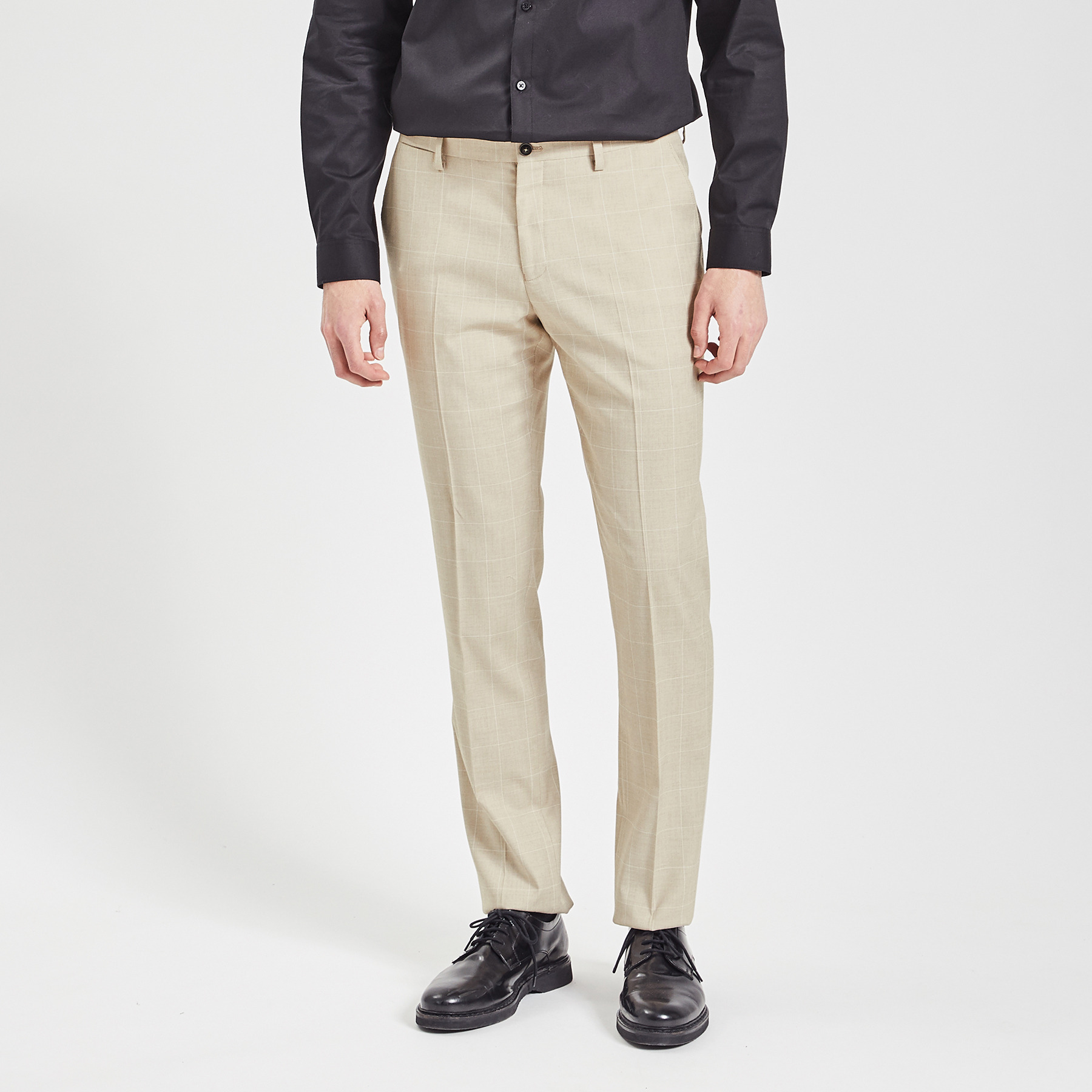 Pantalon de costume slim à carreaux Beige 36 68% Polyester, 30% Viscose, 2% Elasthanne Homme