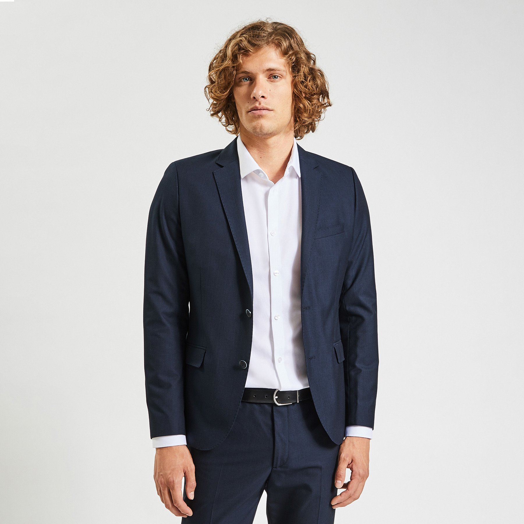 Veste de costume slim à carreaux Bleu 50 100% Polyester, 65% Polyester, 35% Viscose Homme Brice