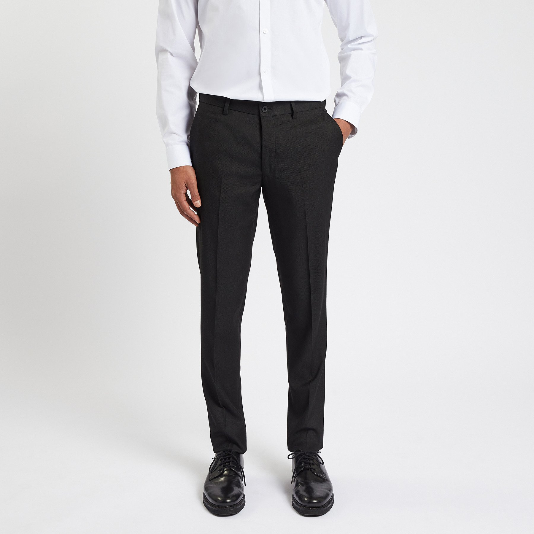 Pantalon de costume uni slim Noir 34 78% Polyester, 20% Viscose, 2% Elasthanne Homme