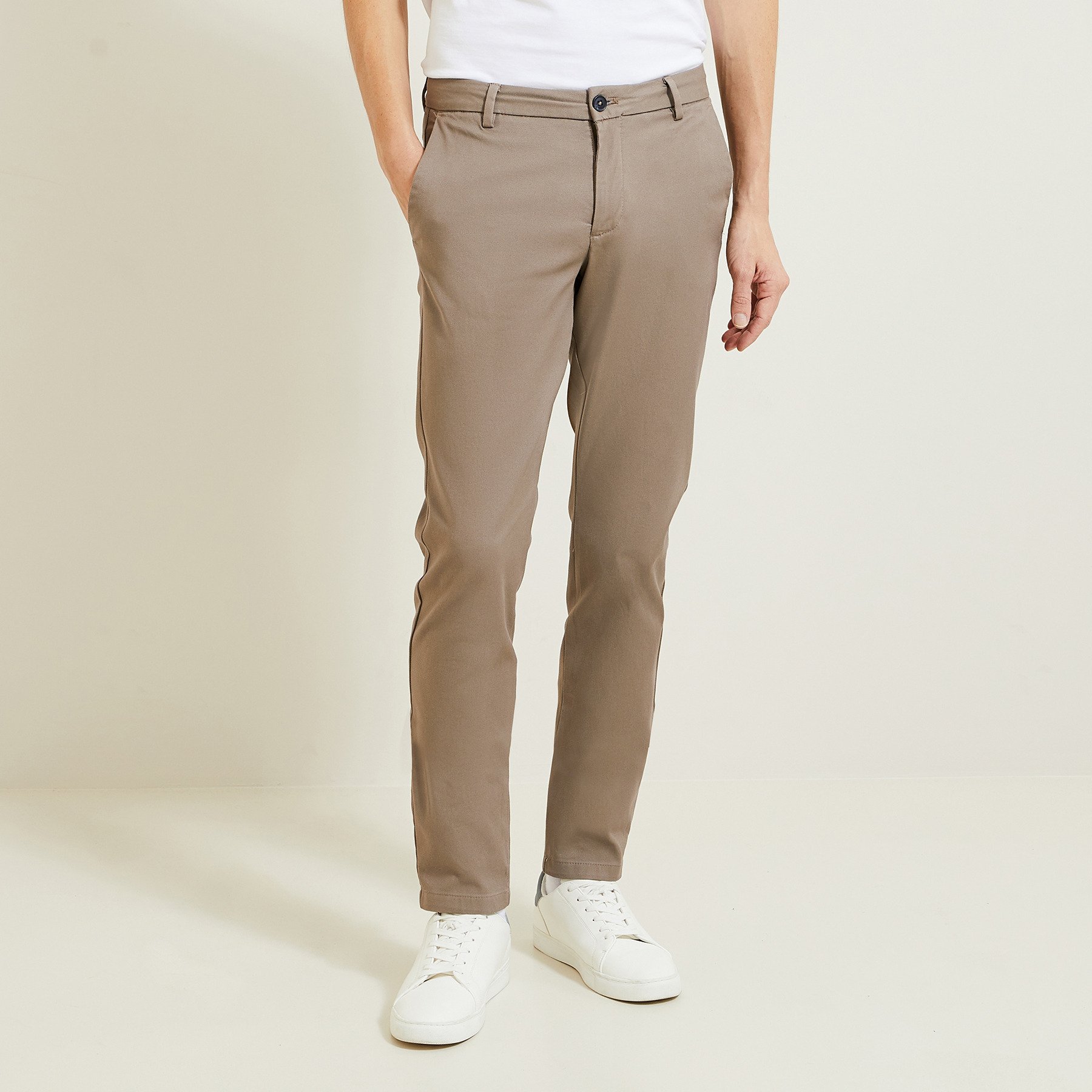 Pantalon chino slim urbain "le parfait by JULES" Marron 44 98% Coton, 2% Elasthanne Homme