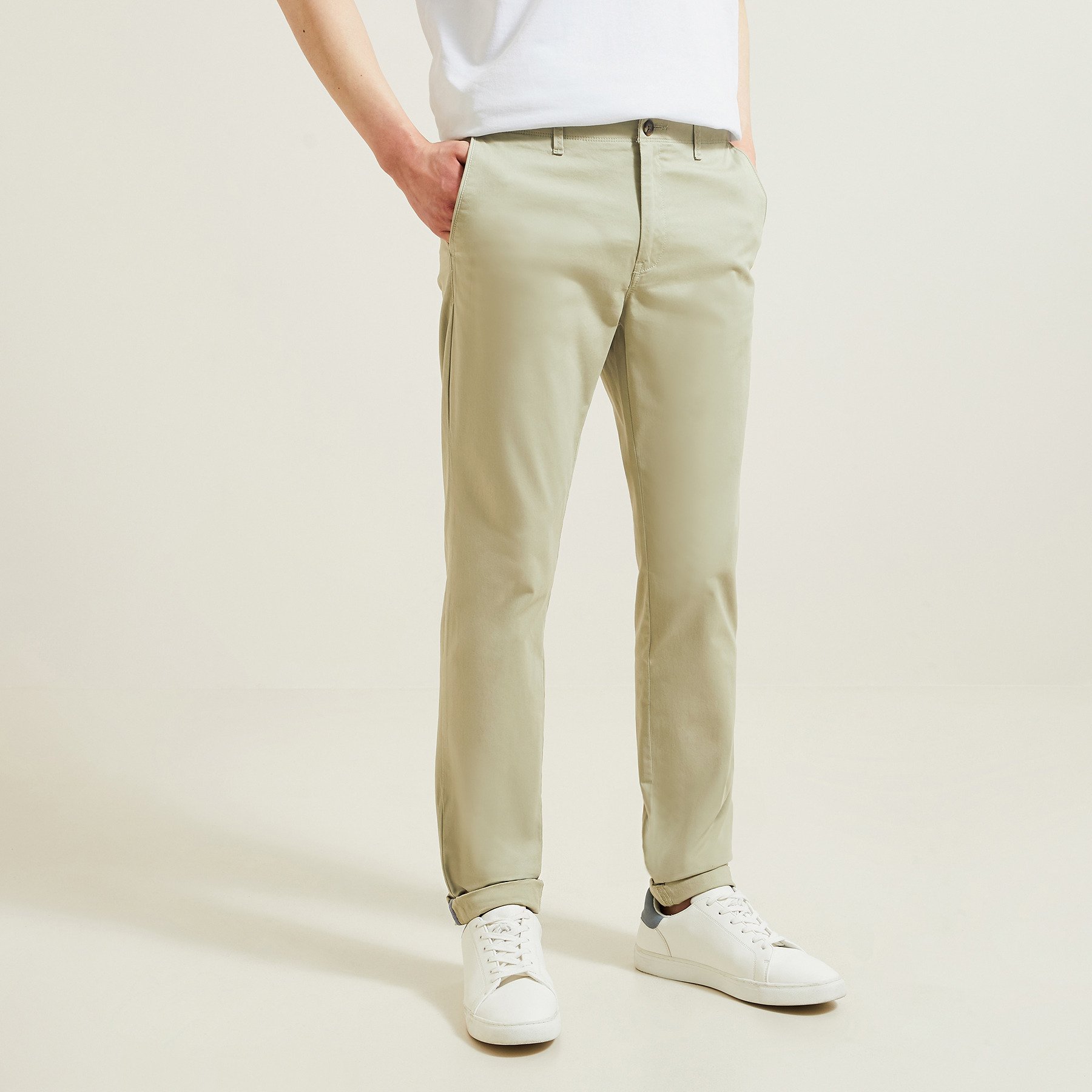 Pantalon chino slim "le parfait by JULES" Vert/Kaki 34 97% Coton, 3% Elasthanne Homme