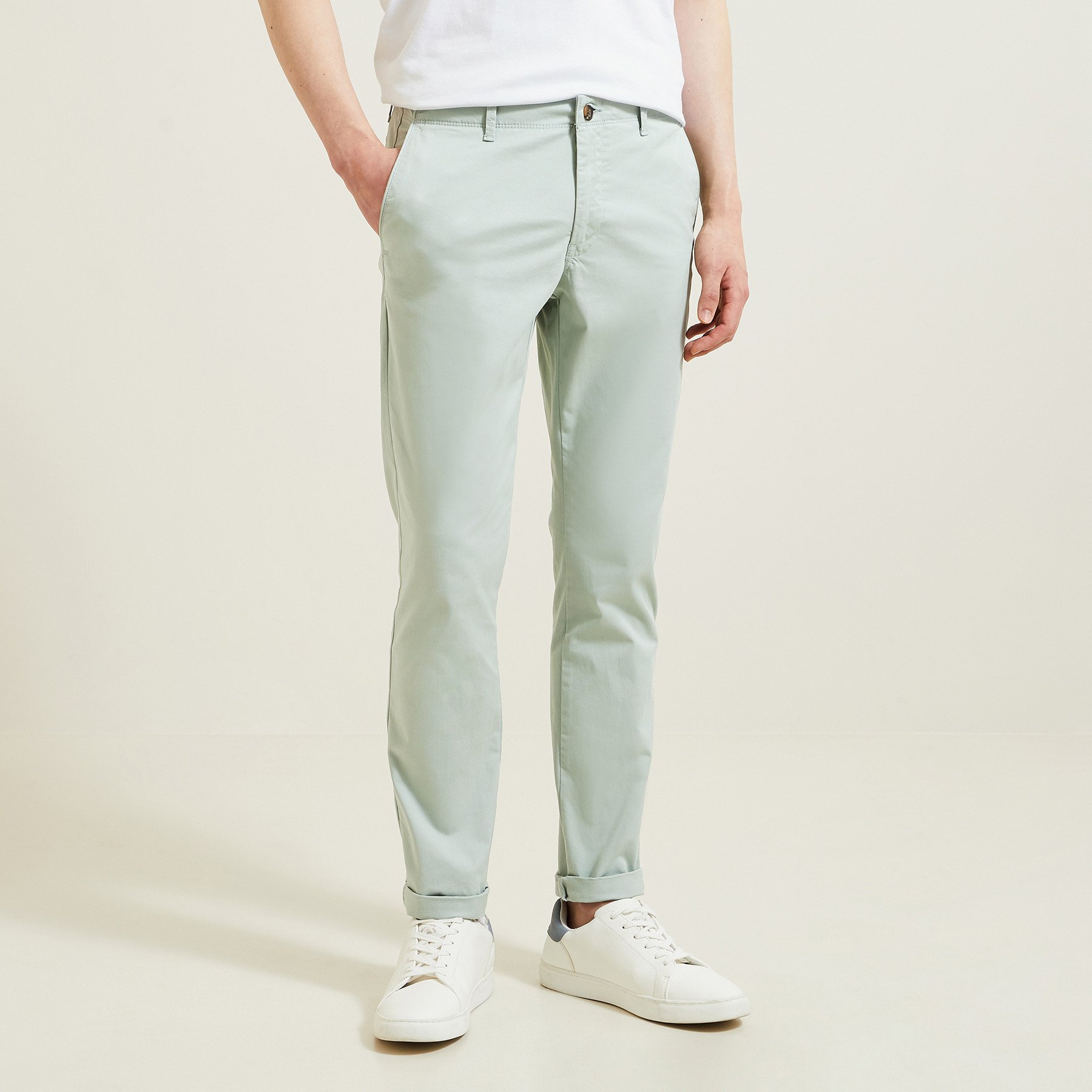Pantalon chino slim "le parfait by JULES" Vert/Kaki 34 97% Coton, 3% Elasthanne Homme