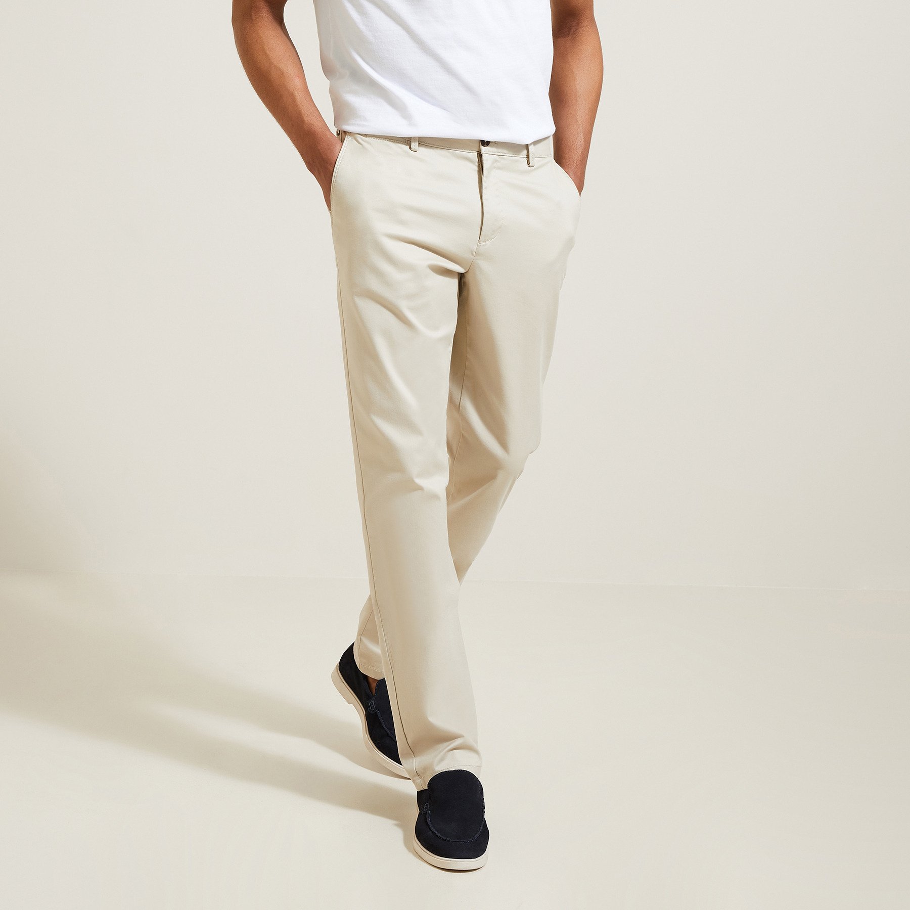 Pantalon chino regular "le parfait by JULES" Ecru 40 98% Coton, 2% Elasthanne Homme