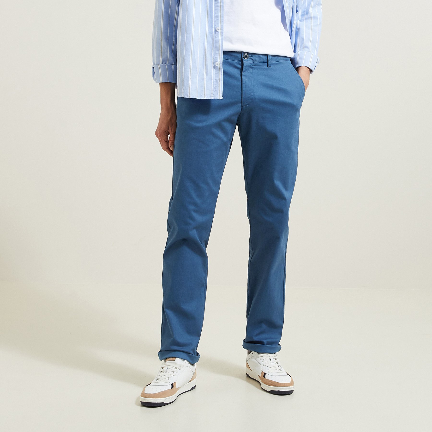 Pantalon chino regular "le parfait by JULES" Bleu 44 98% Coton, 2% Elasthanne Homme