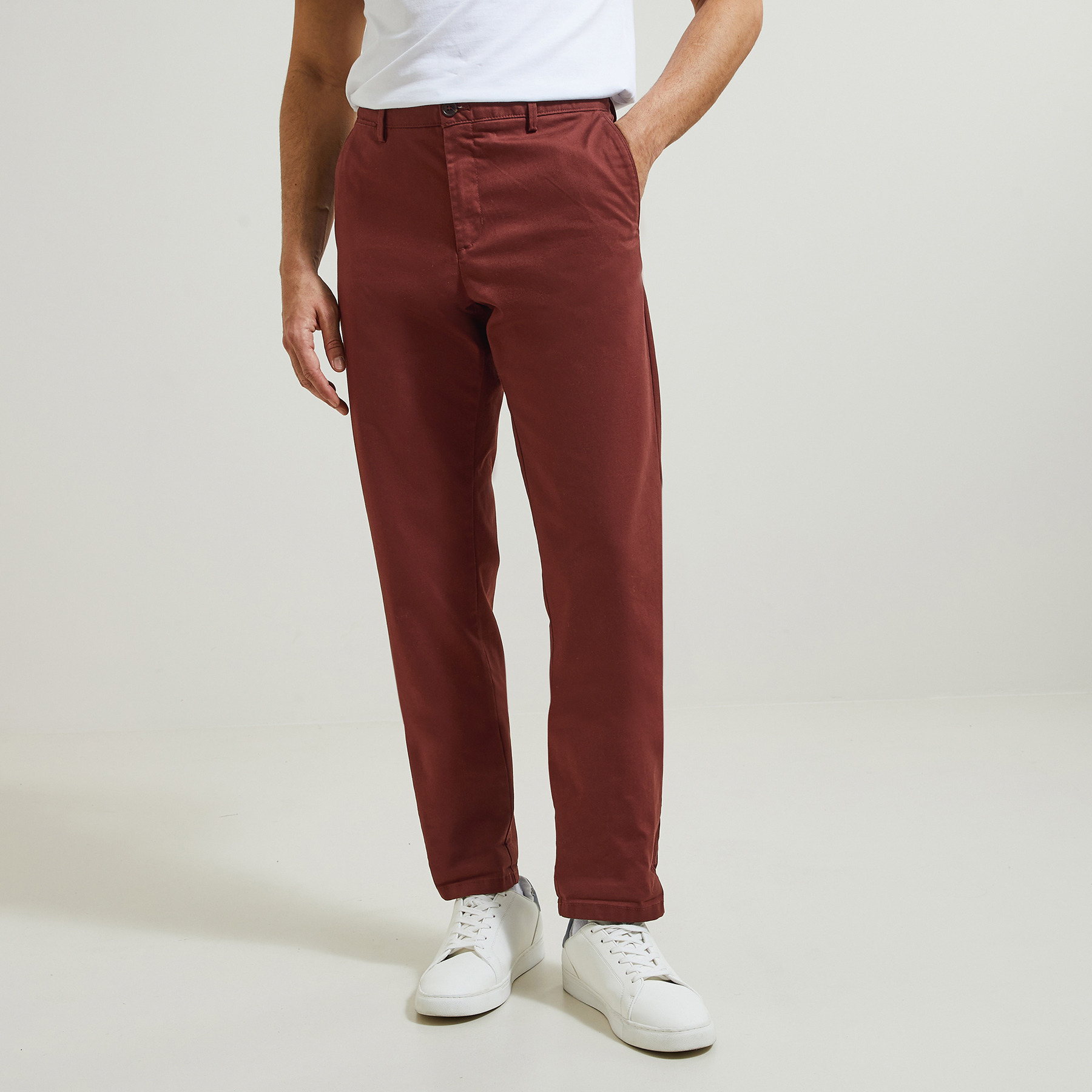 Pantalon chino regular "le parfait by JULES" Rouge 44 98% Coton, 2% Elasthanne Homme